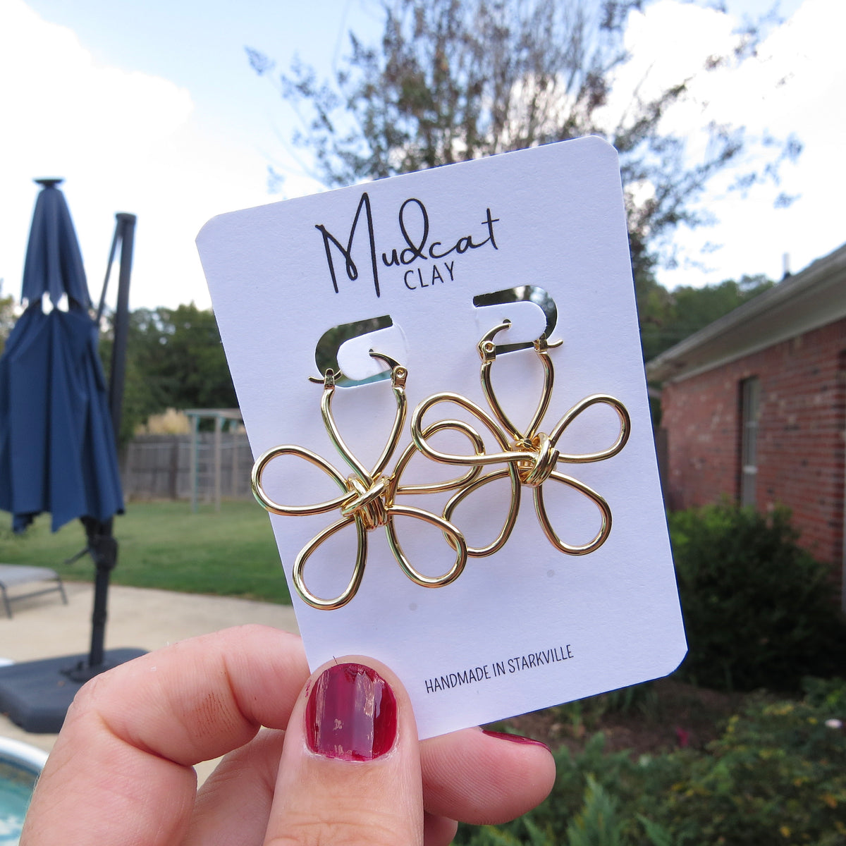 Large Gold Statement Flower Earrings