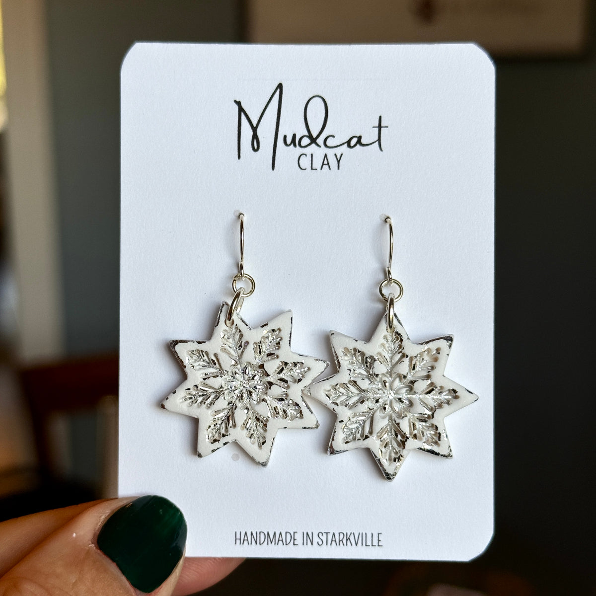 Embossed Snowflake Earrings