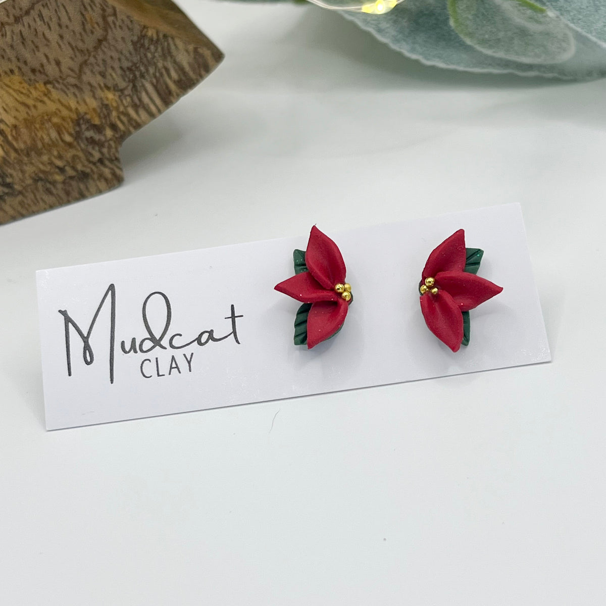 Mirrored Poinsettia Stud Earrings
