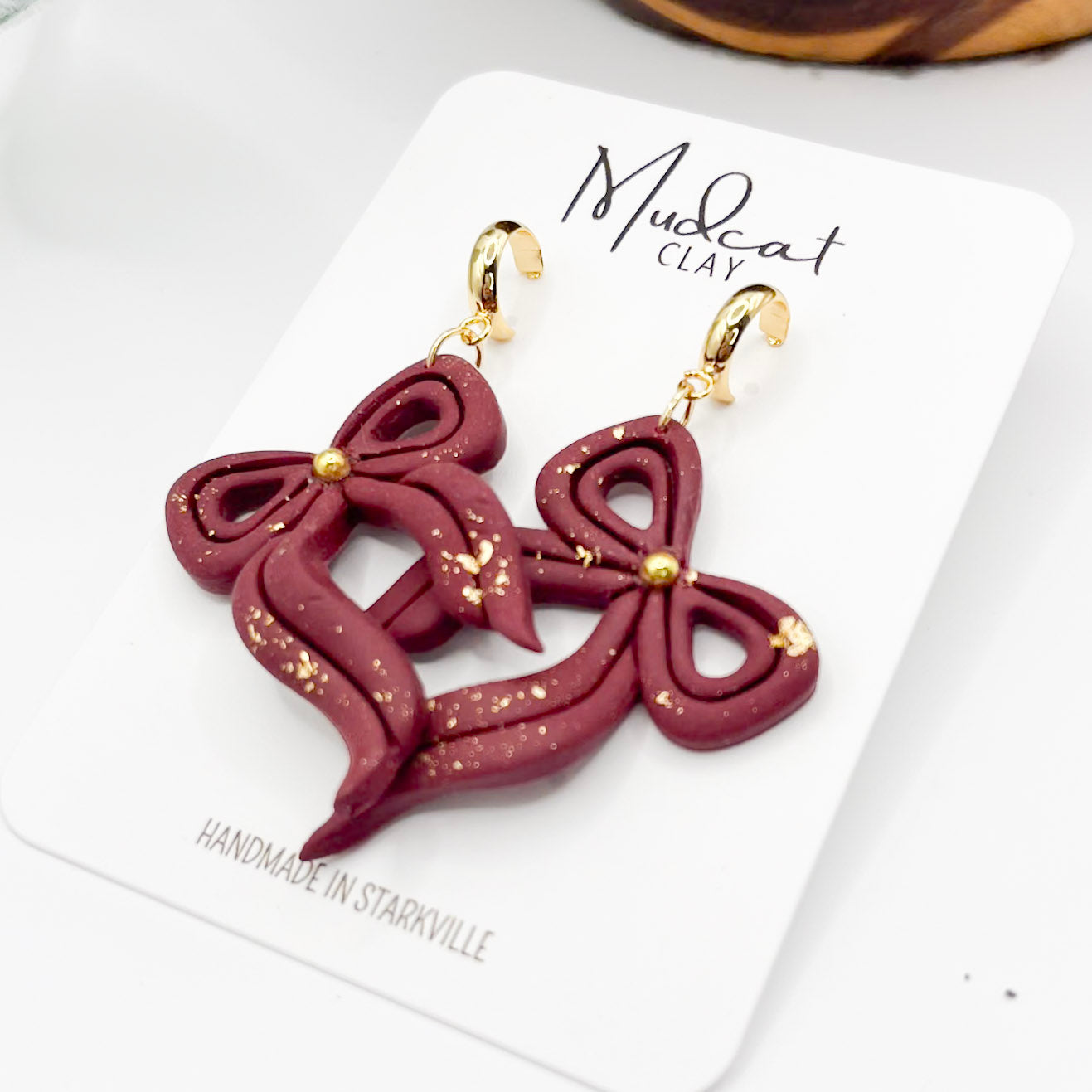 Betty Bow | Maroon with Gold Garnish