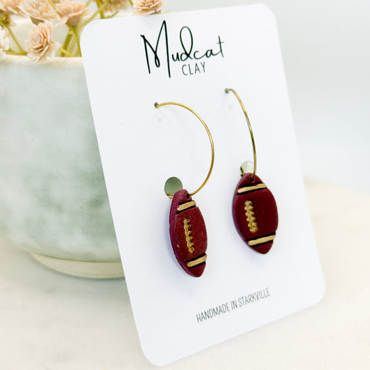 Maroon & Gold Football Earrings