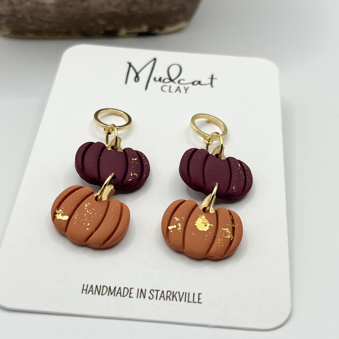 Maroon and Orange Stacked Pumpkins