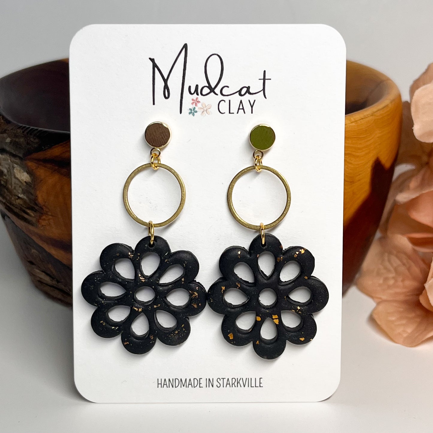Hollow Flower | Black w/ Gold Accents