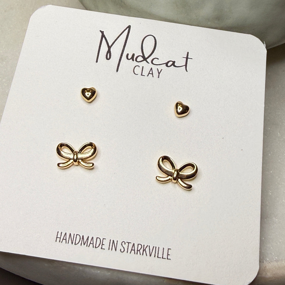 Gold Stud Combo - Hearts and Bows