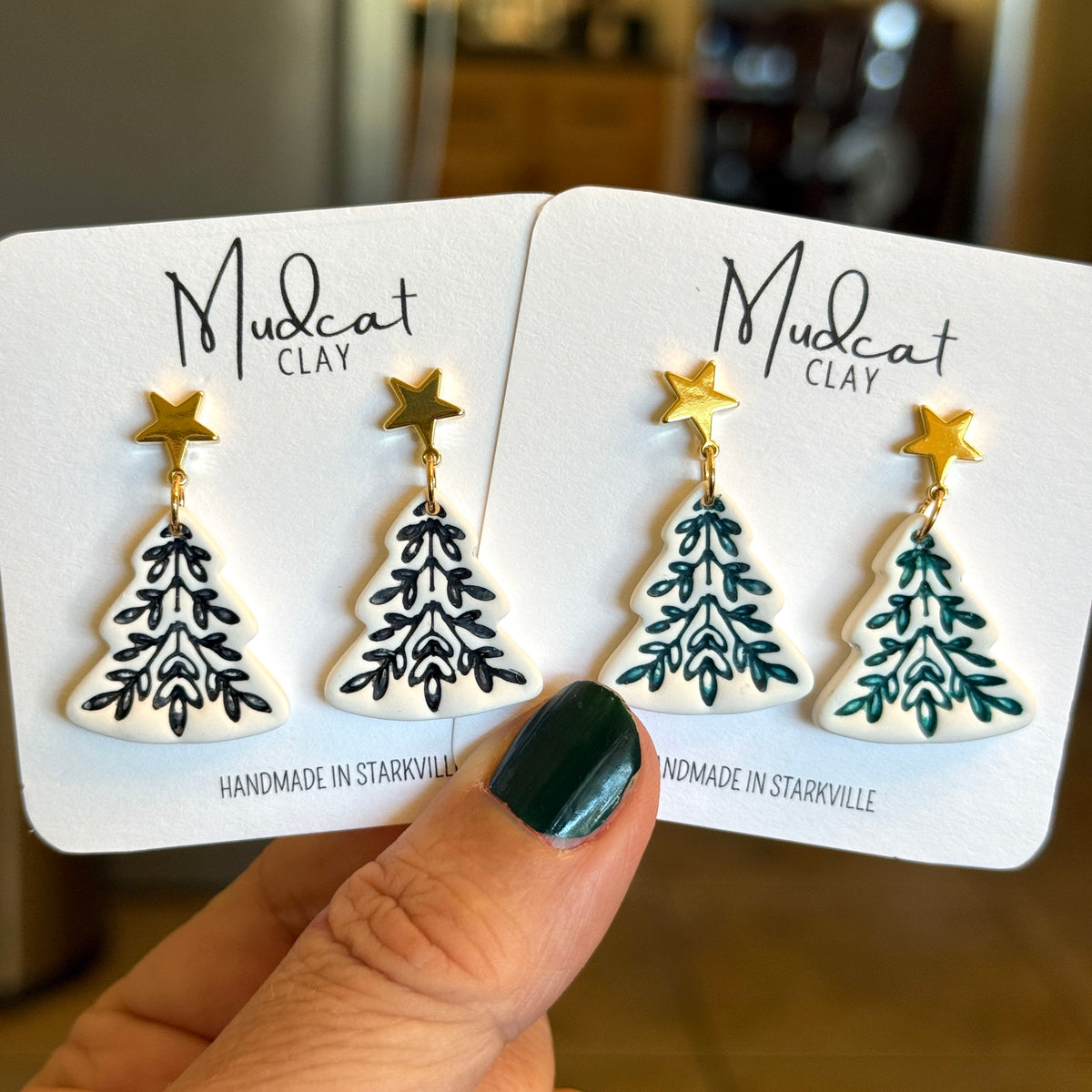 Medium Intricate Christmas Tree Earrings