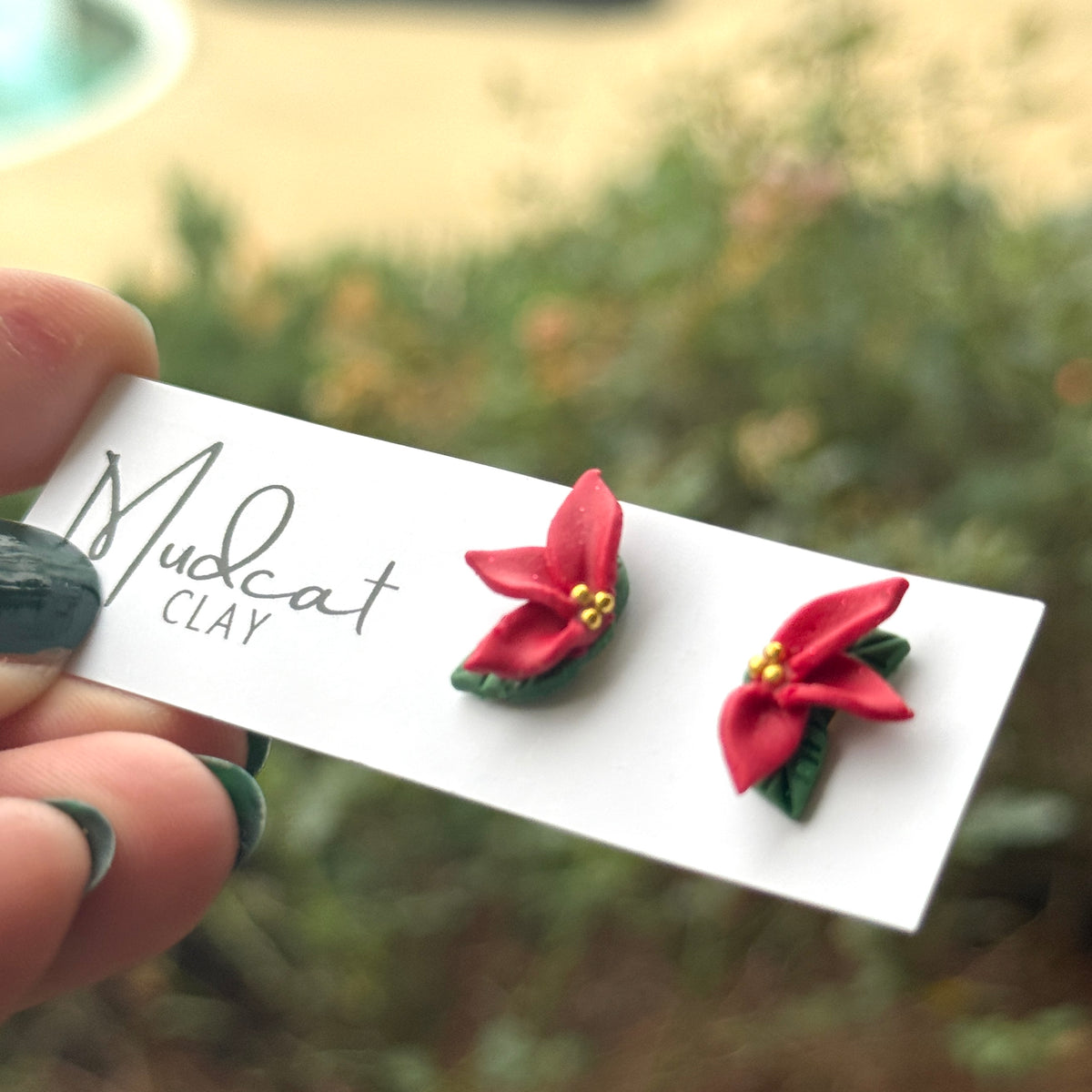 Mirrored Poinsettia Stud Earrings