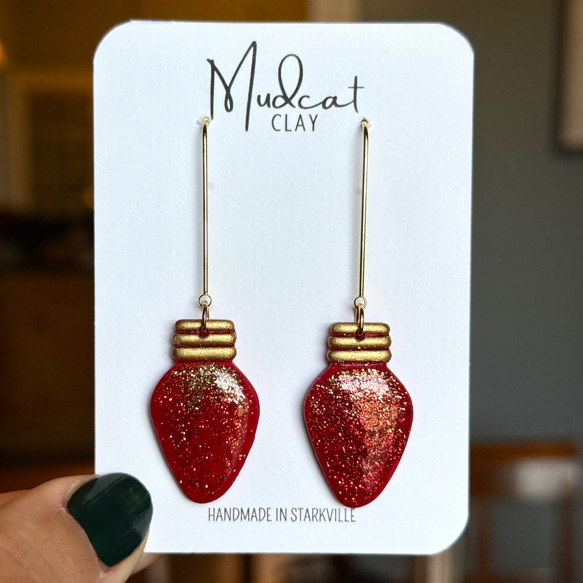 Large Christmas Tree Bulb Earrings