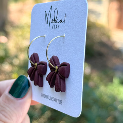 Maroon Bow Earrings | Various Designs