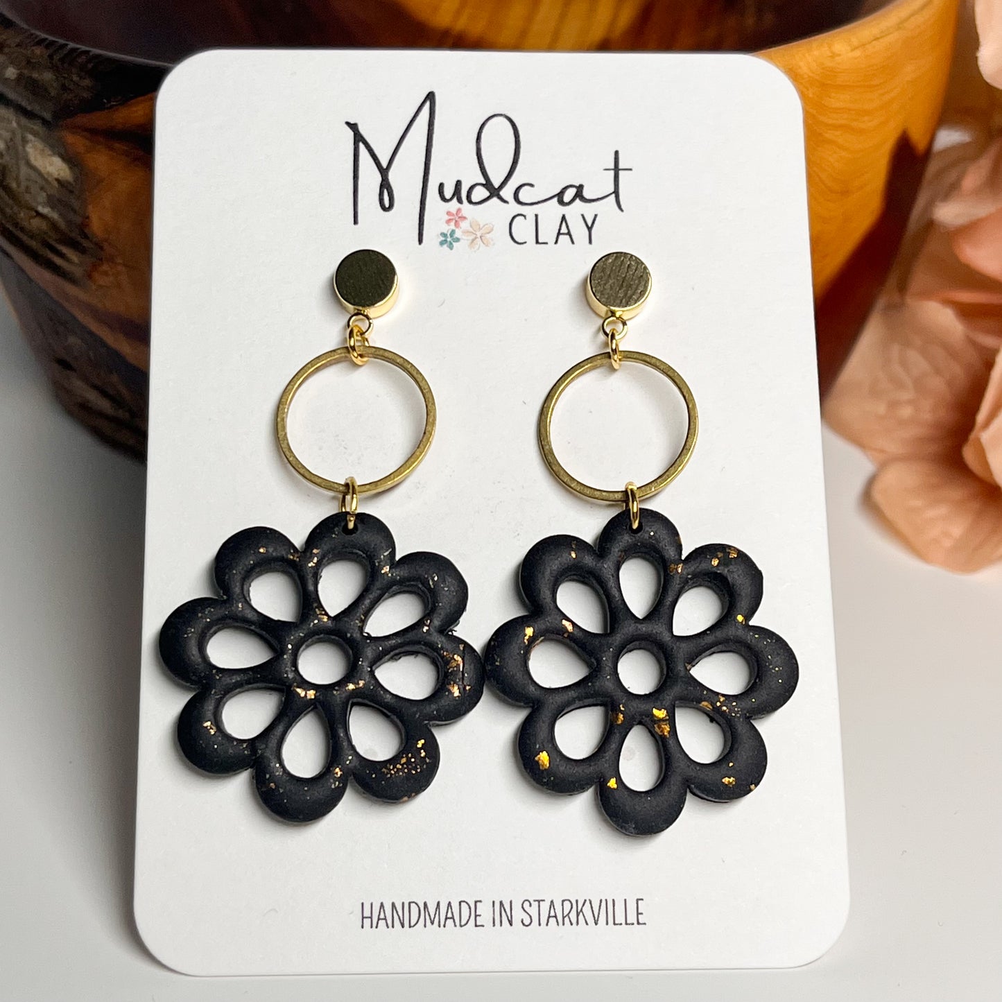 Hollow Flower | Black w/ Gold Accents