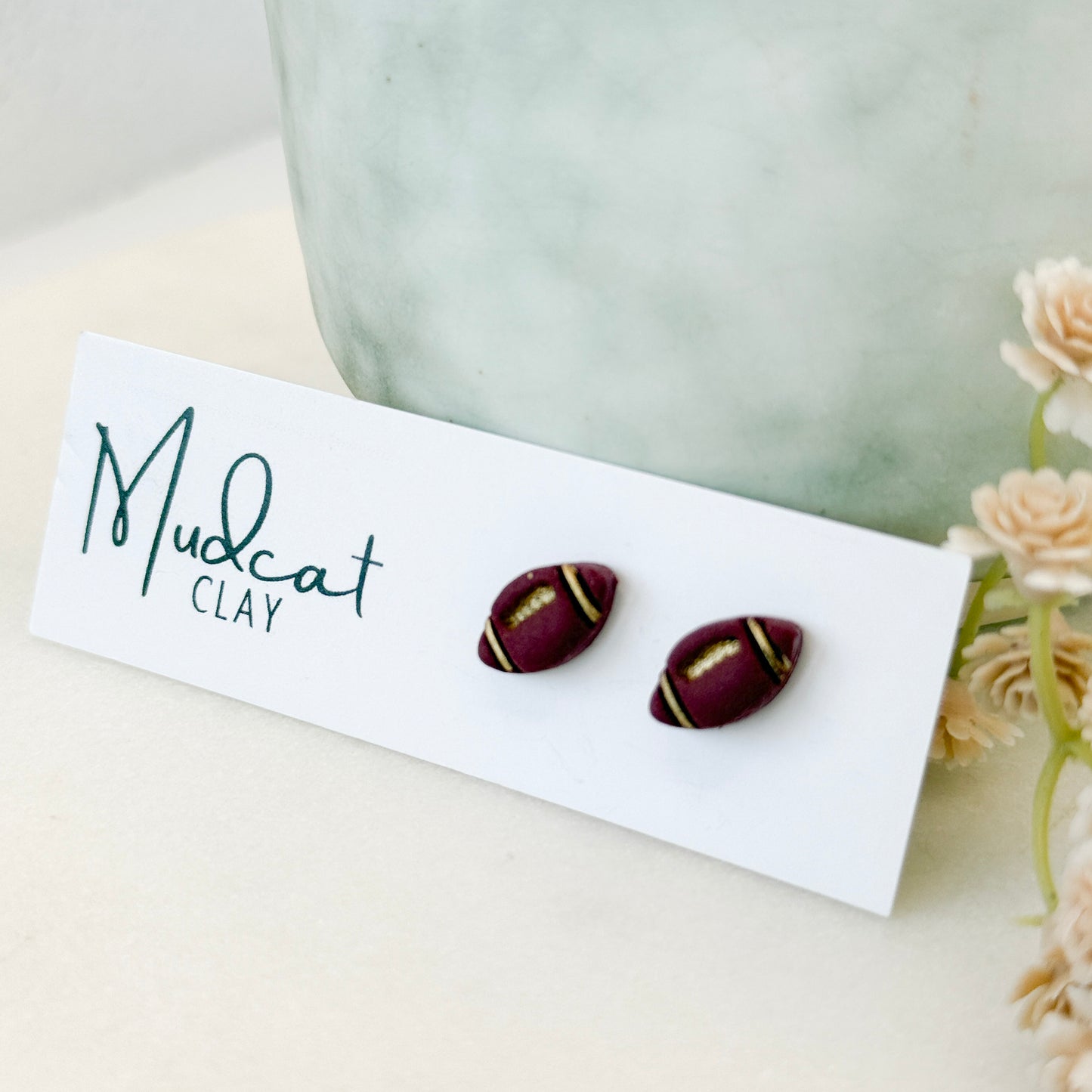 Maroon & Gold Football Earrings