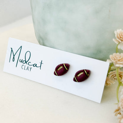 Maroon & Gold Football Earrings
