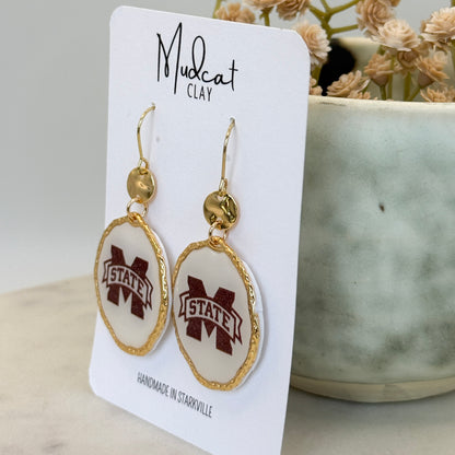 Mississippi State | M-State Banner Halo Earrings