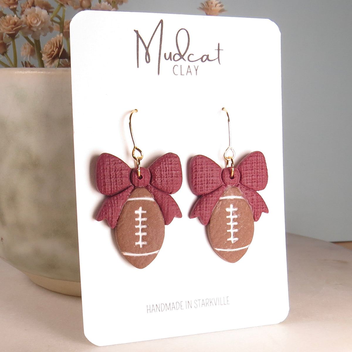 Footballs & Bows Earrings