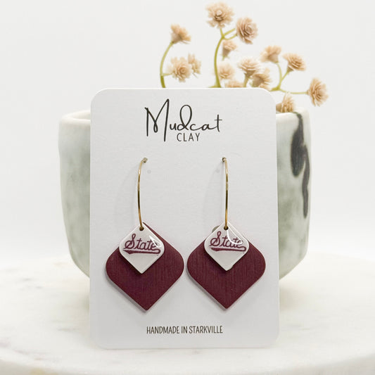 Mississippi State | "State" Script on Stacked Diamonds (WHOLESALE)