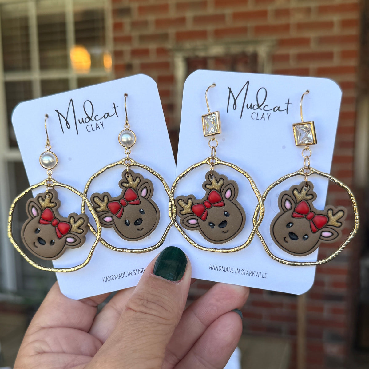 Reindeers, Bows, and Hammered Hoop Earrings