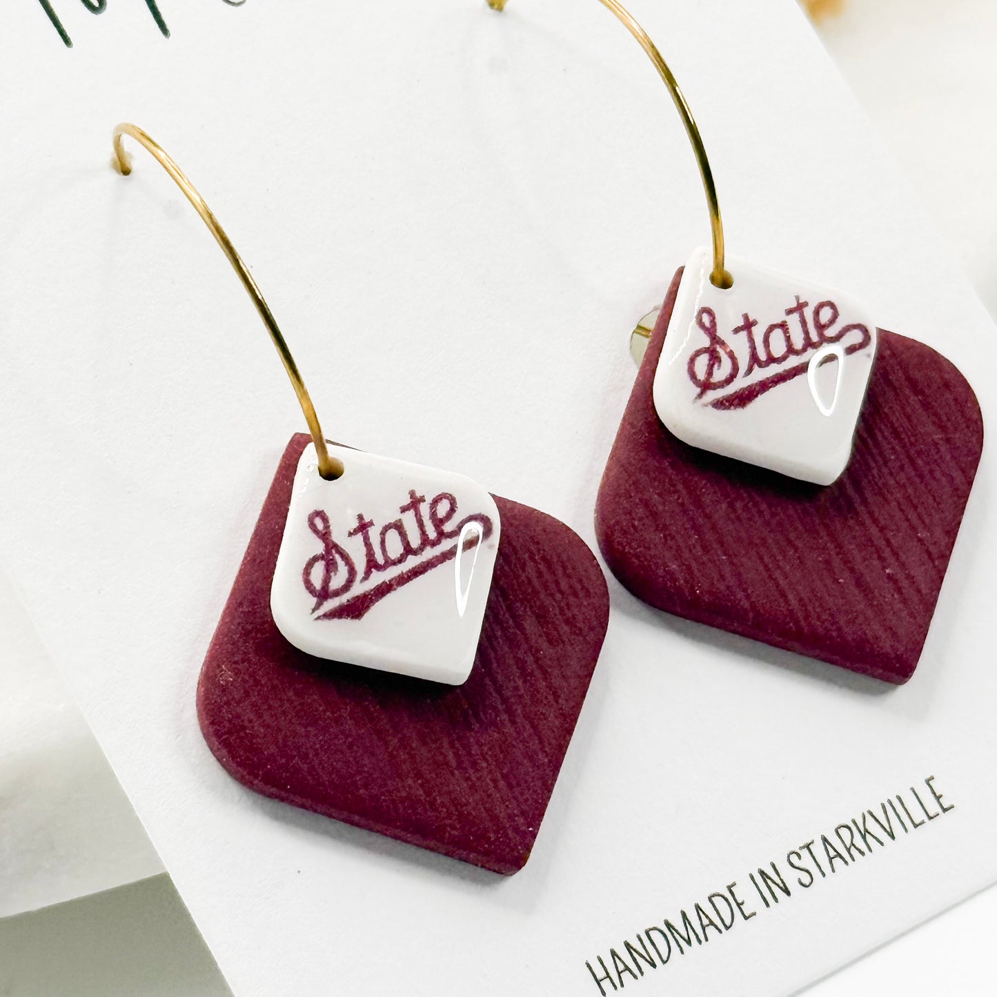 Mississippi State | "State" Script on Stacked Diamonds