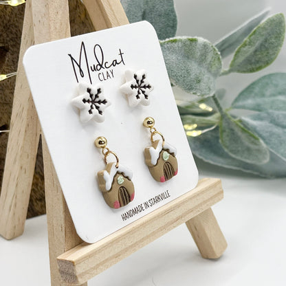 Gingerbread House Drops & Snowflake Studs Combo