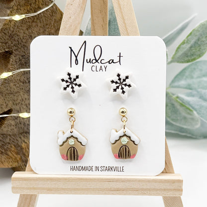 Gingerbread House Drops & Snowflake Studs Combo