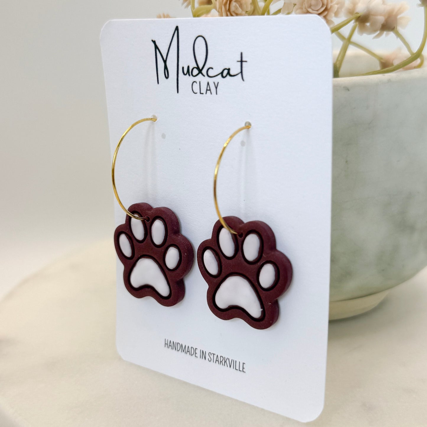 Embossed Dawg Paw Earrings
