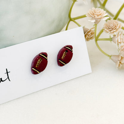 Maroon & Gold Football Earrings