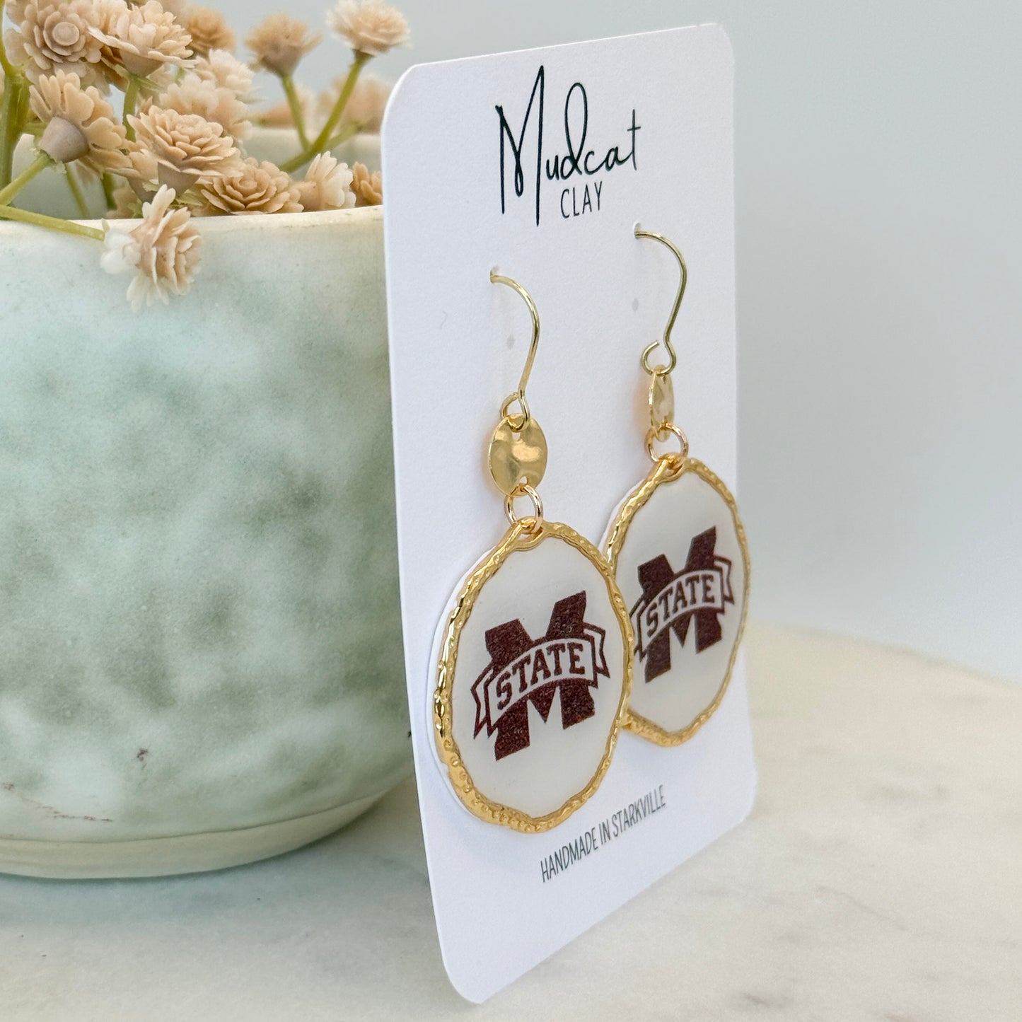 Mississippi State | M-State Banner Halo Earrings