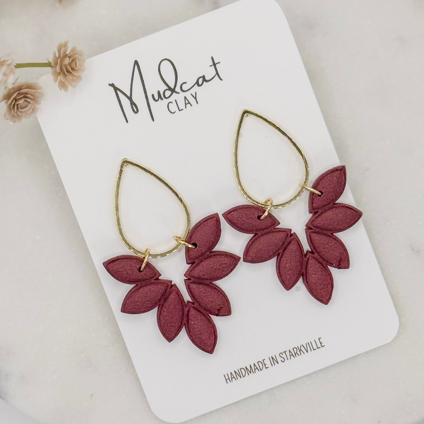Elegant Leaf Drop | Maroon