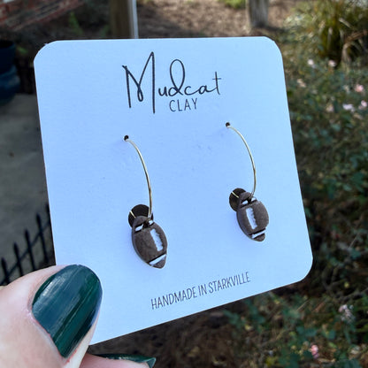 Small Hoop Earrings with Footballs