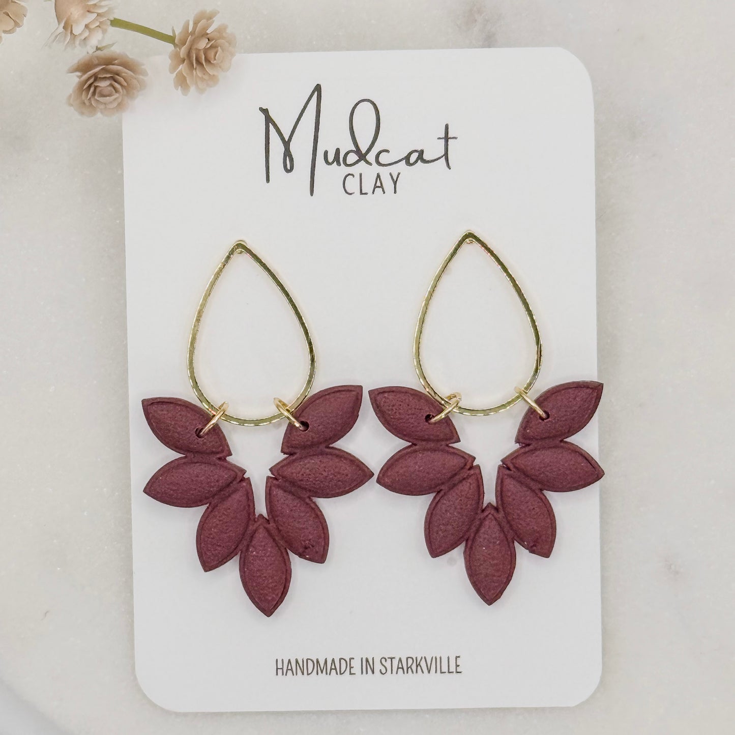 Elegant Leaf Drop | Maroon