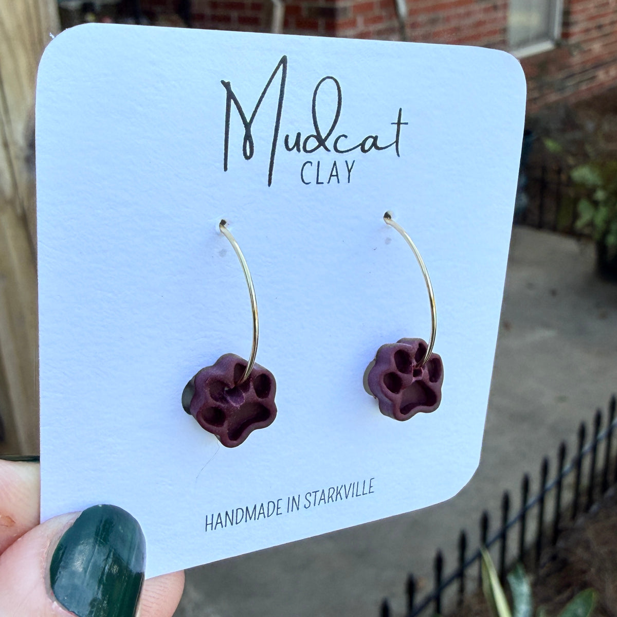 Small Hoop Earrings with Puppy Paws