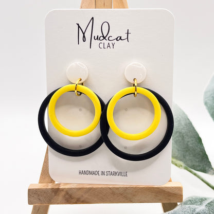 Double Hoops | Black & Yellow