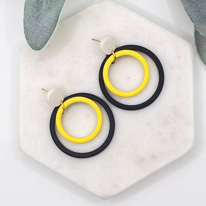 Double Hoops | Black & Yellow