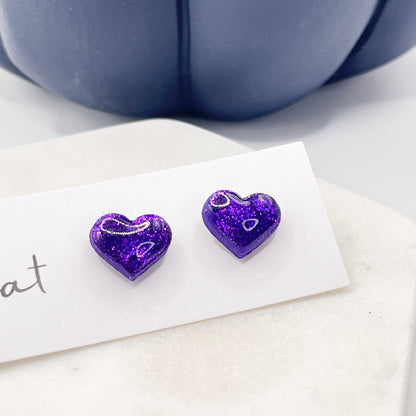 Shimmering Hearts Studs | Various Colors