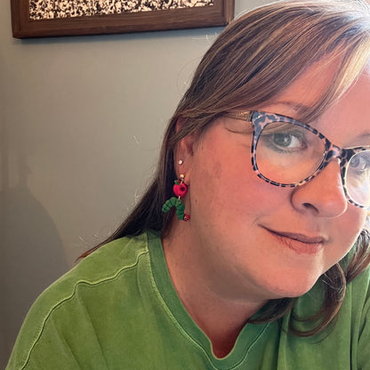 Hungry Caterpillar w/ Apple Earrings