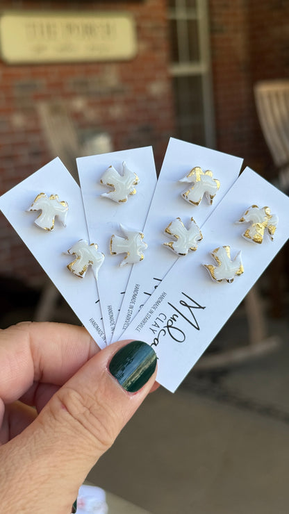 Angel Stud Earrings in Gold Leaf & Silver Leaf