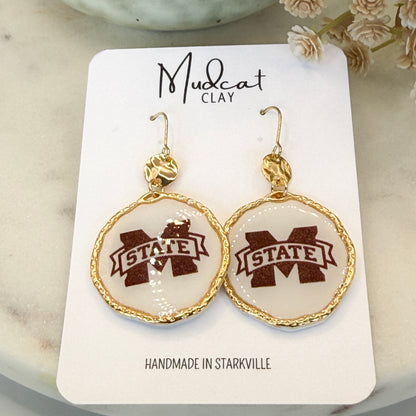 Mississippi State | M-State Banner Halo Earrings