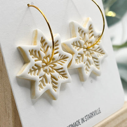 Snowflakes | White w/ Gold Embossing