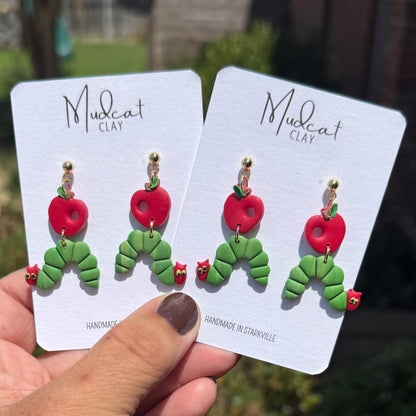 Hungry Caterpillar w/ Apple Earrings