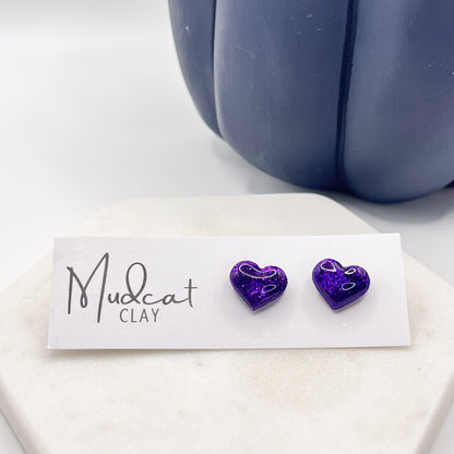 Shimmering Hearts Studs | Various Colors
