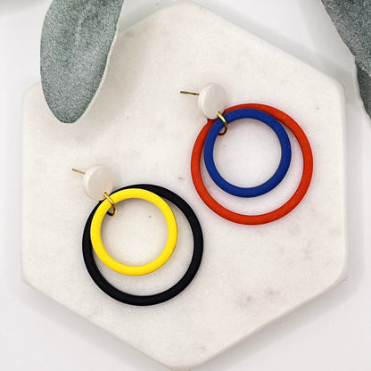 Double Hoops | Black & Yellow