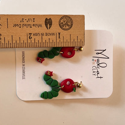 Hungry Caterpillar w/ Apple Earrings