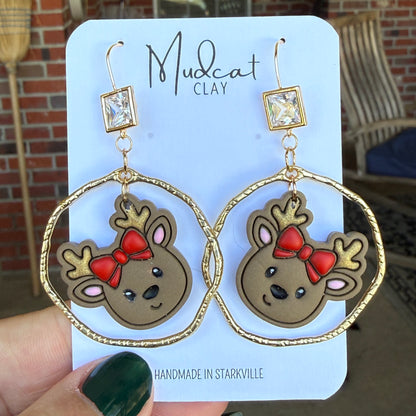 Reindeers, Bows, and Hammered Hoop Earrings