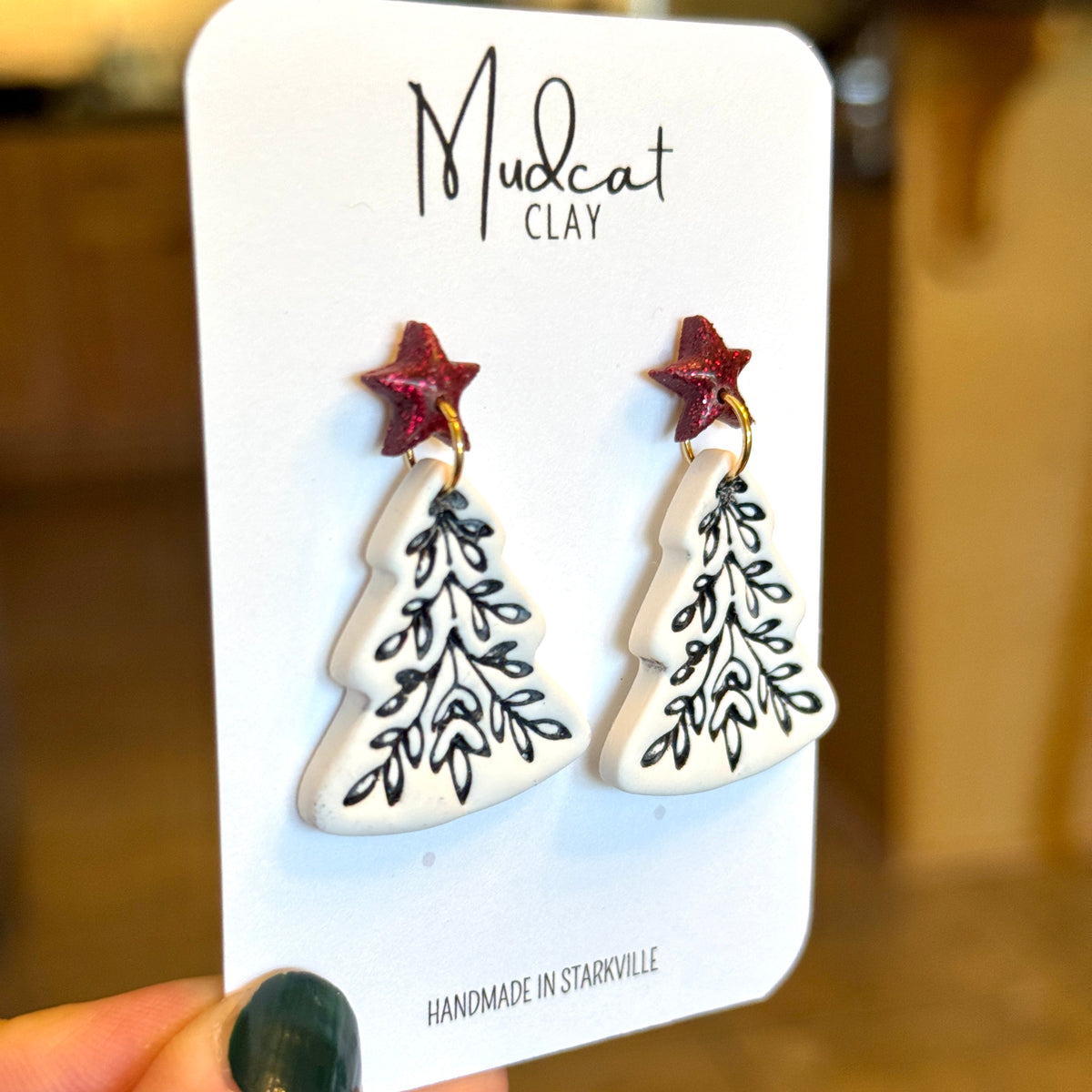 Large Intricate Christmas Tree Earrings