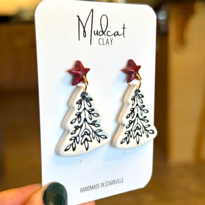 Large Intricate Christmas Tree Earrings