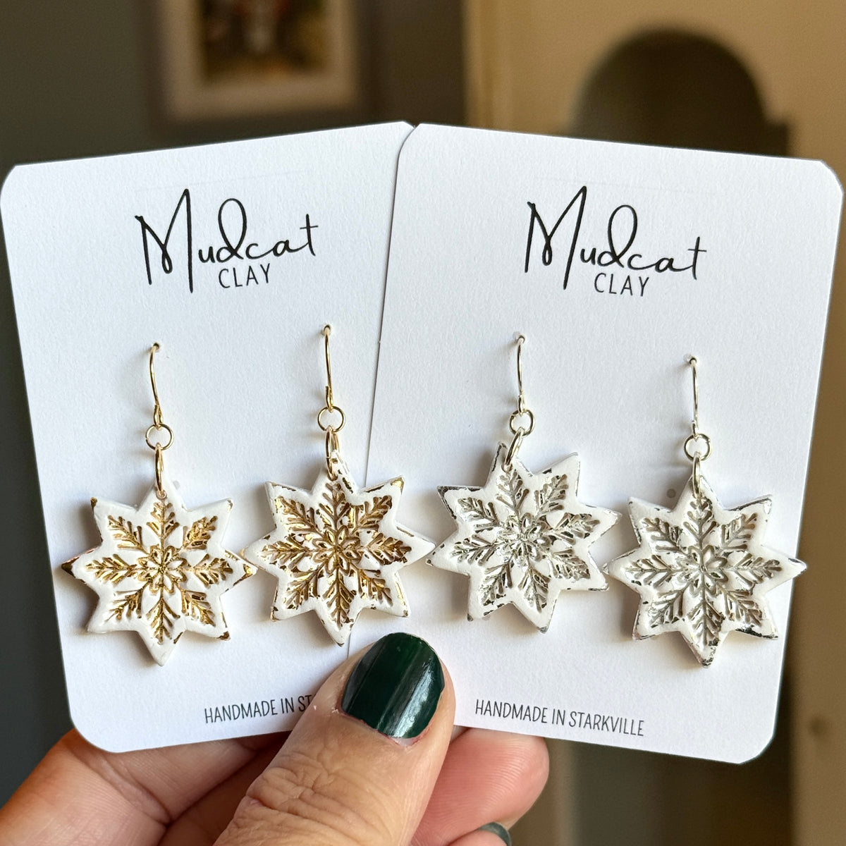 Embossed Snowflake Earrings