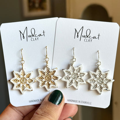 Embossed Snowflake Earrings