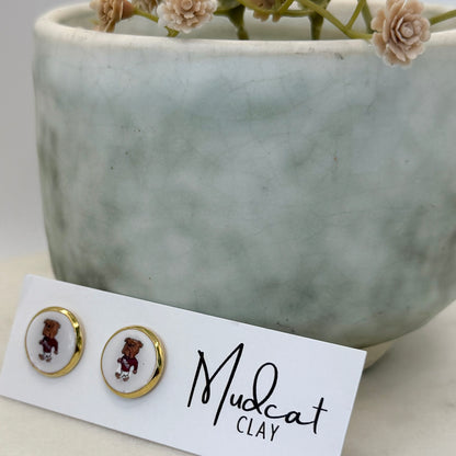 Mississippi State | Bezeled Stud Earrings w/ MSU Logo