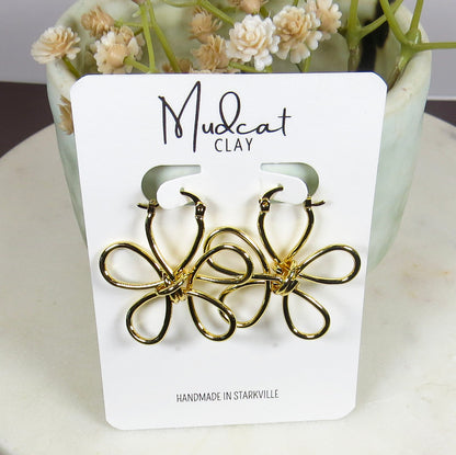 Large Gold Statement Flower Earrings