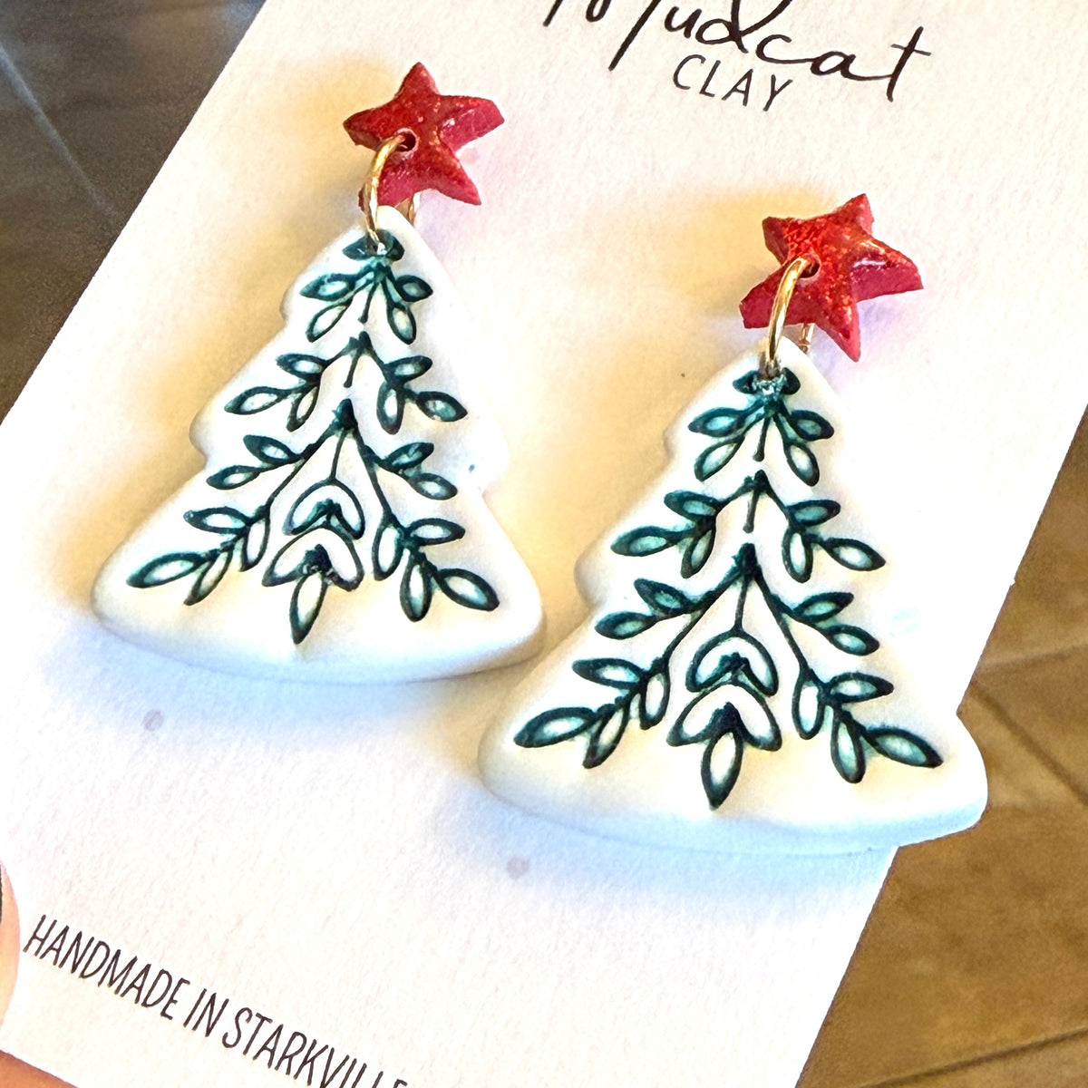 Large Intricate Christmas Tree Earrings