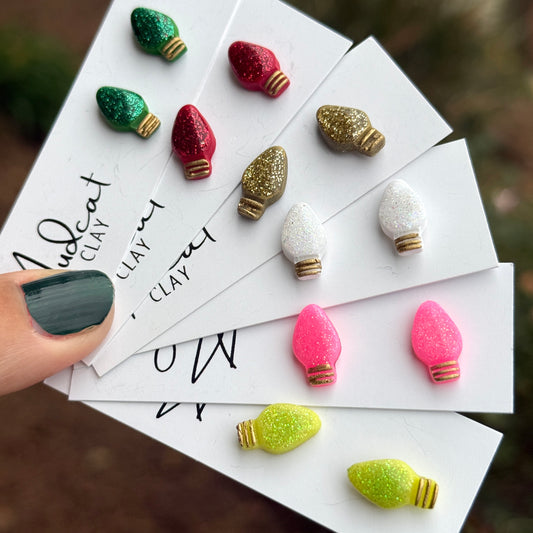 Glittering Christmas Lights Stud Earrings