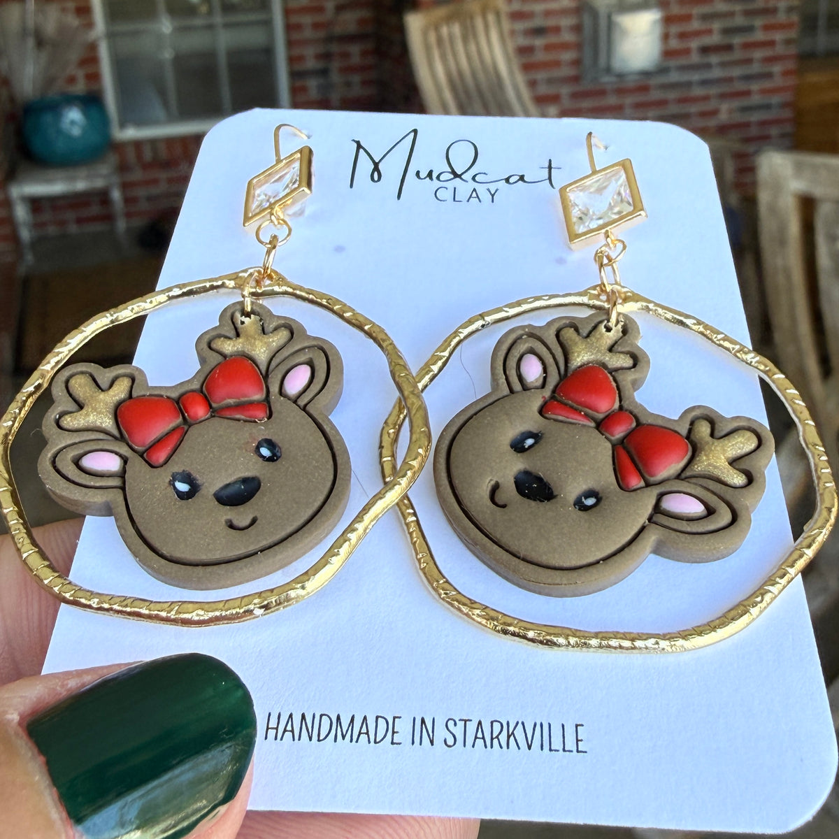 Reindeers, Bows, and Hammered Hoop Earrings